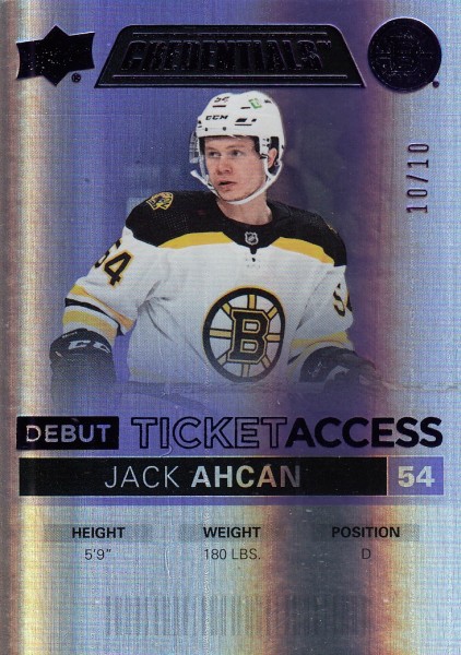 insert RC karta JACK AHCAN 21-22 Credentials Debut Ticket Access Purple /10
